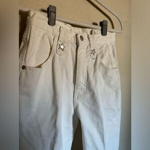Vintage Western Roper Jeans Studded Stars Mom Fit Straight Leg Sz 2 Tall White